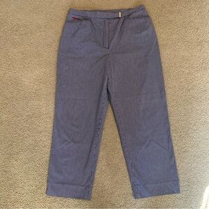 Lauren Jeans Co Women's Gingham Check Geometric Ankle Blue & White Pants Size 14